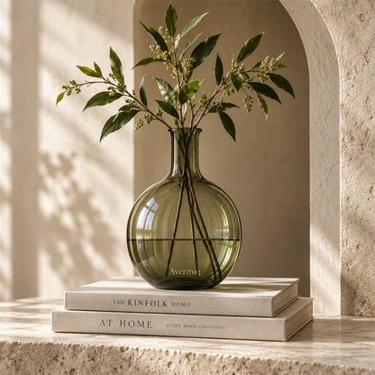 Avermiq Verdan Olive Glass Round Vase