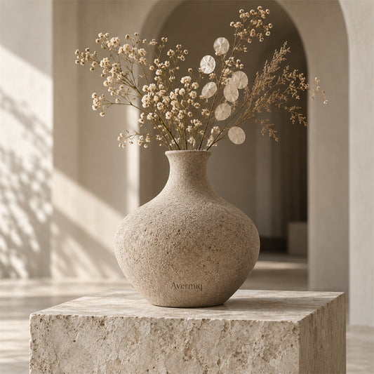 Avermiq Haven Round Stone-Look Vase