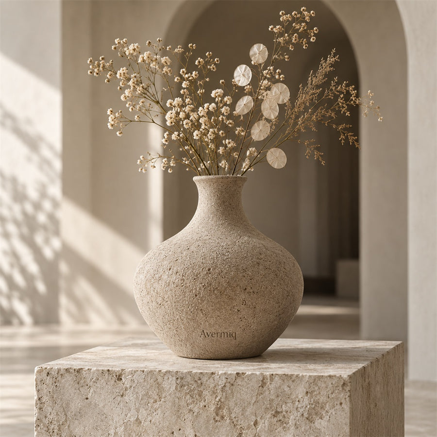 Avermiq Haven Round Stone-Look Vase