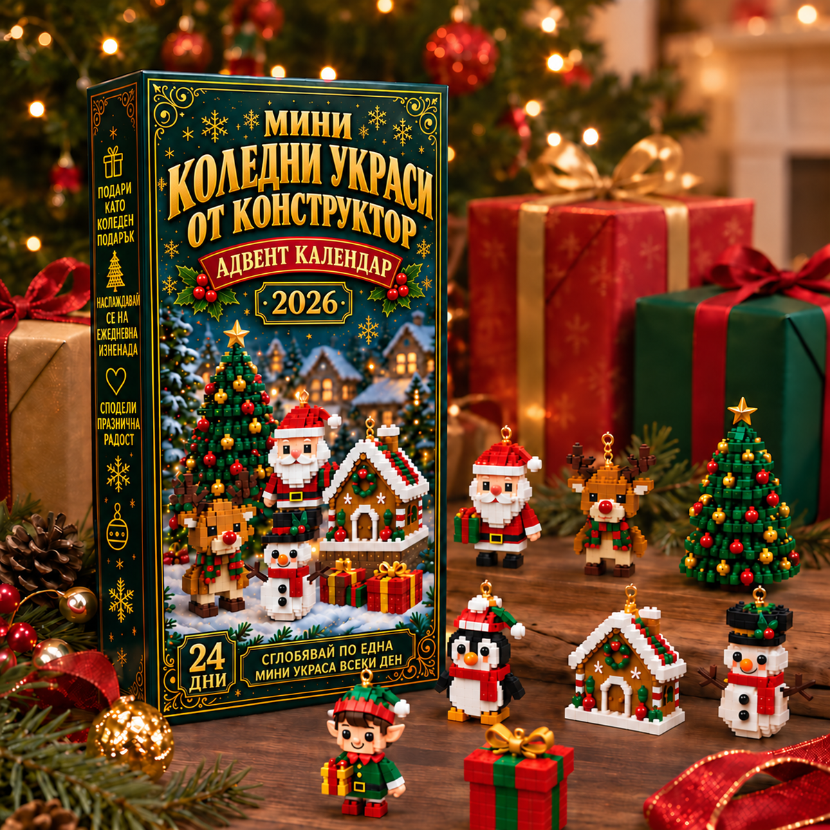 Мини коледни украси от конструктор